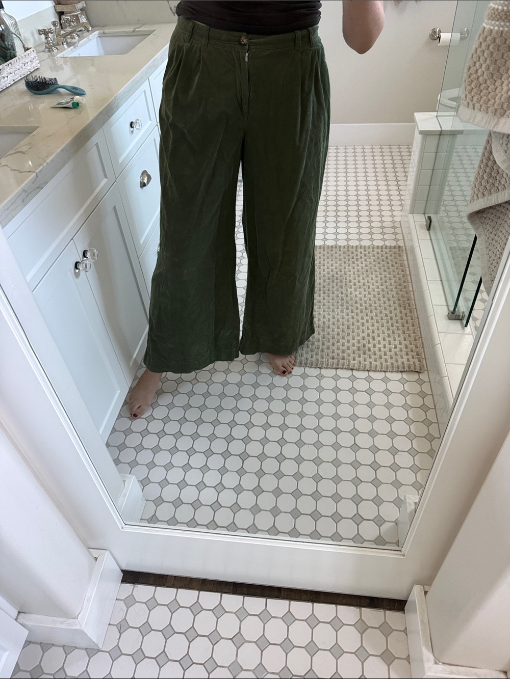 Anthropologie Olive Green Wide-Leg Lounge Pants